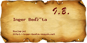 Inger Beáta névjegykártya